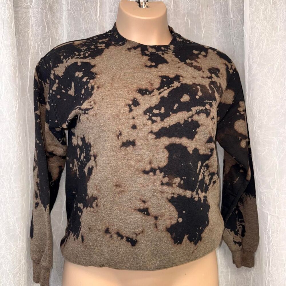 The Altered Goat Bleach Tie Dye Crewneck Sweatshirt Medium Black Brown Streetwea